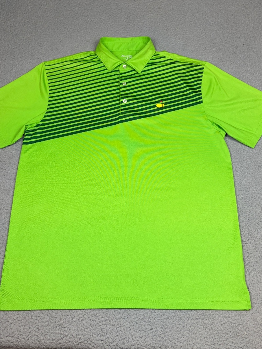Masters Tech Polo Shirt Mens Size Large Green Stretch Logo Augusta Golf Vibrant